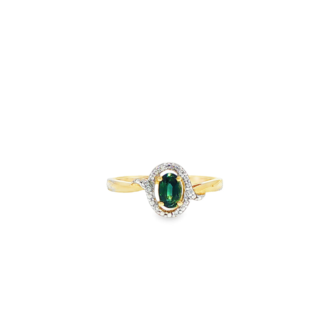 9ct Yellow Gold Diamond and Australian Party Sapphire Ring