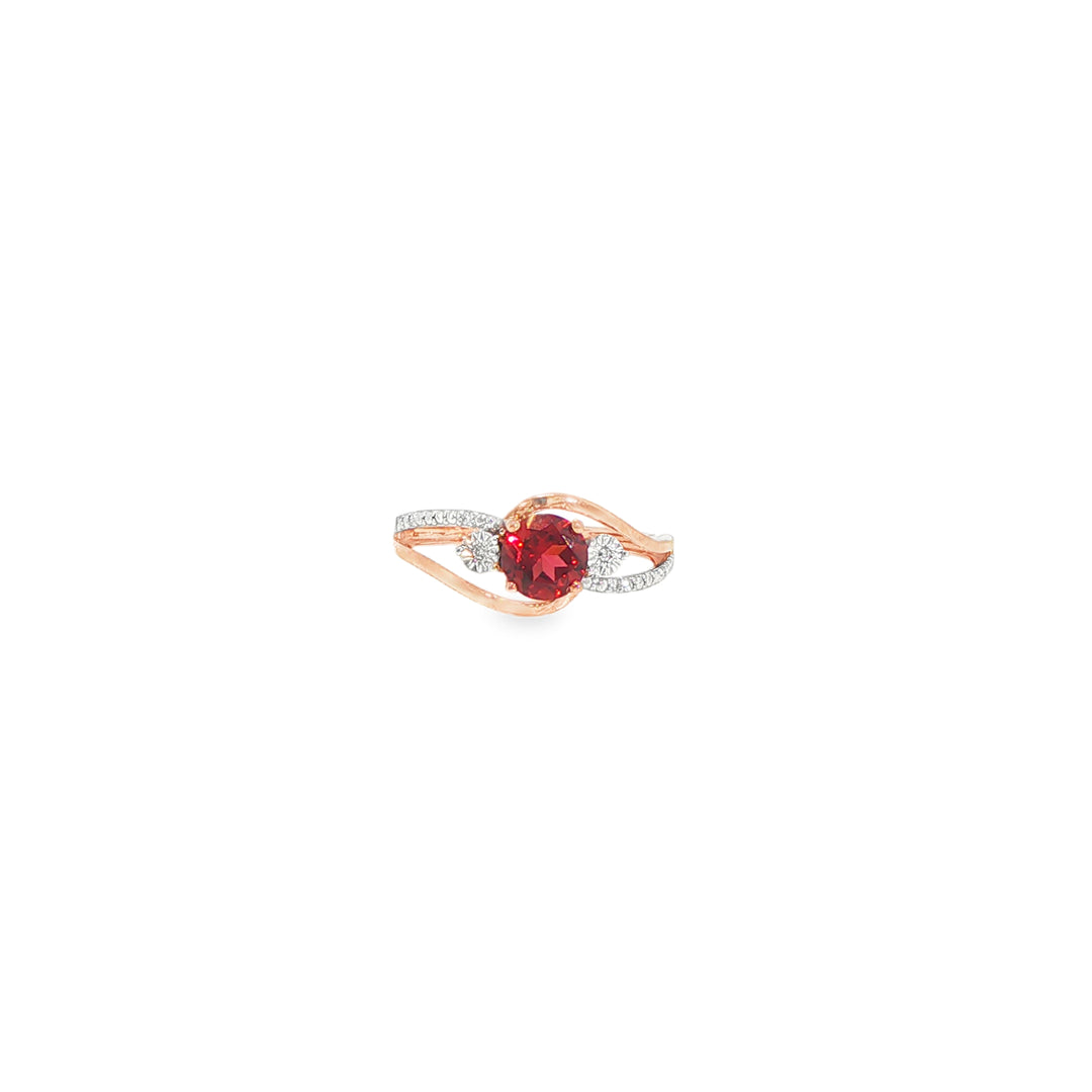 9ct rose gold diamond and garnet ring