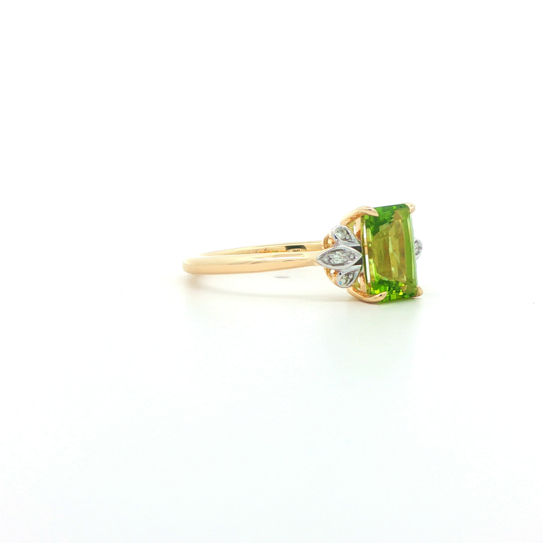 9ct Yellow Gold Peridot And Diamond