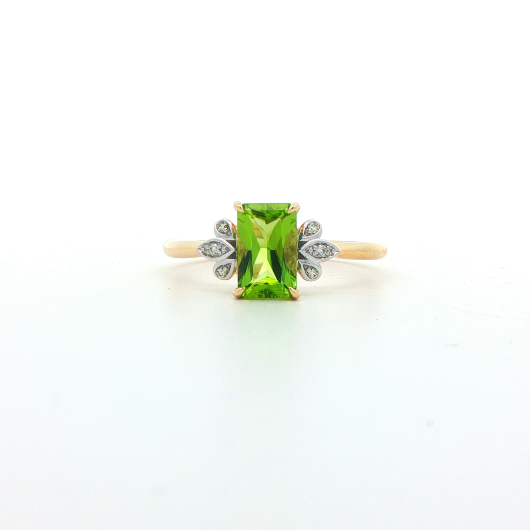 9ct Yellow Gold Peridot And Diamond