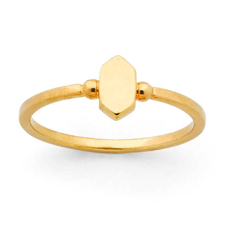 9ct yg ladies hexagon ring