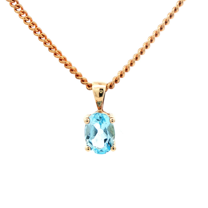 March Birthstone 9ct Yellow Gold Pendant