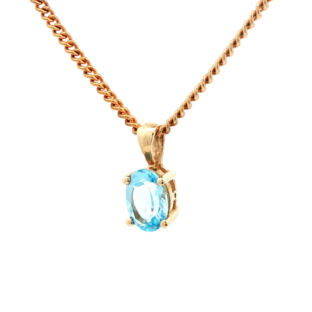 March Birthstone 9ct Yellow Gold Pendant