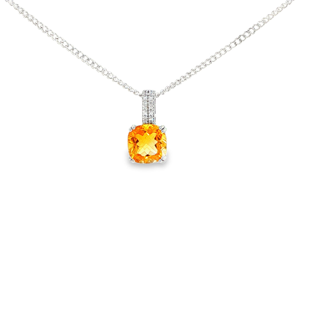 9ct Yellow Gold Diamond and Citrine Pendant