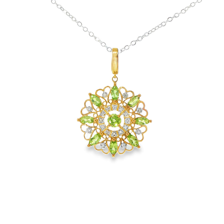 9ct YG Diamond and Peridot Enhancer Pendant