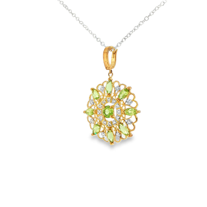 9ct YG Diamond and Peridot Enhancer Pendant