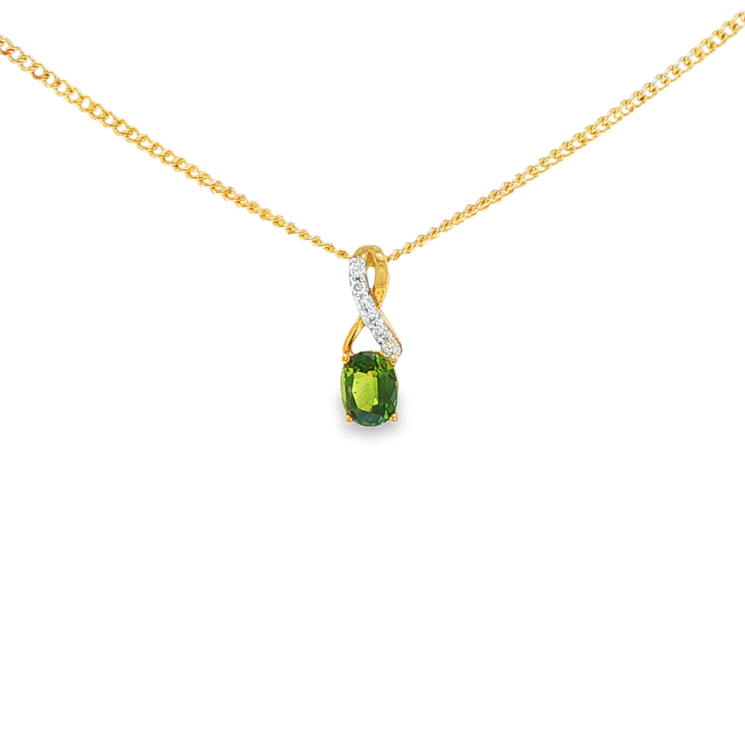 9ct Yellow Gold Australian Parti Sapphire Pendant with Diamond Accents