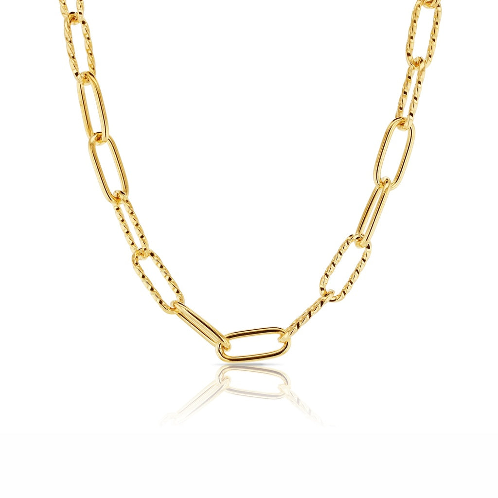 9ct yg silver filled medium paperclip chain