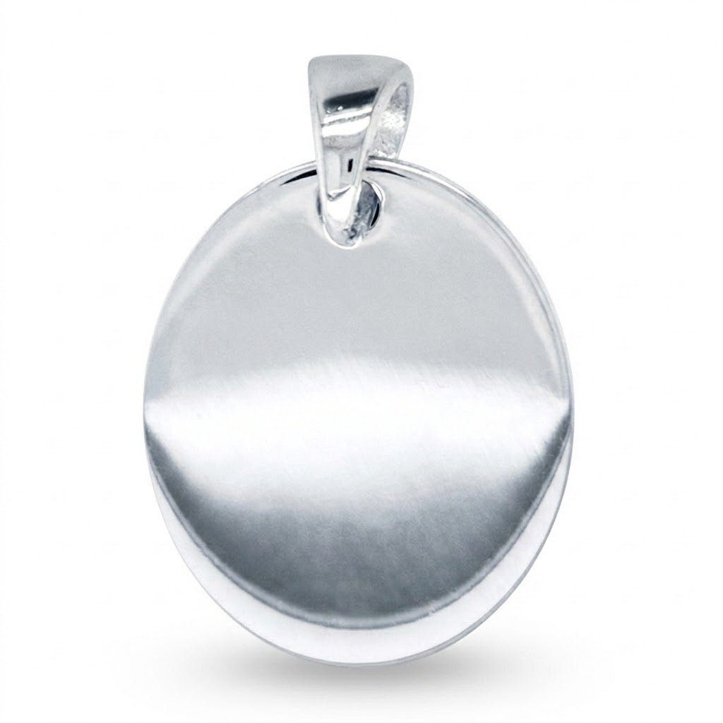 9ct wg plain oval pendant