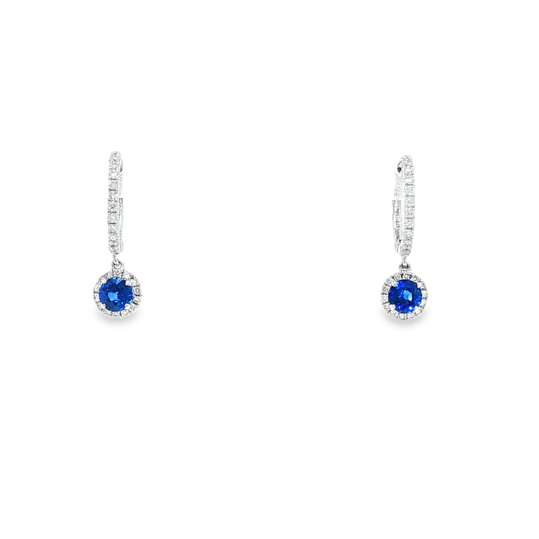 18ct White Gold Blue Sapphire and Diamond Earrings