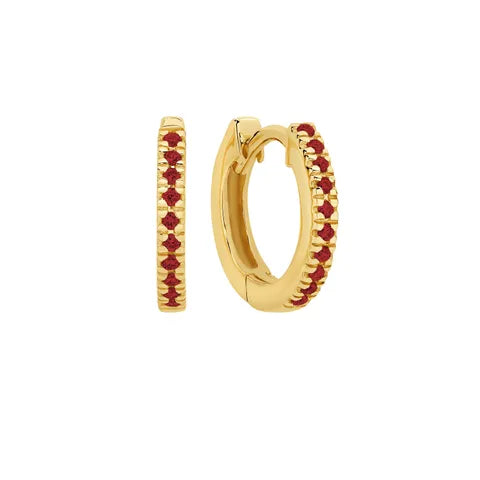 9ct yg mini ruby huggie