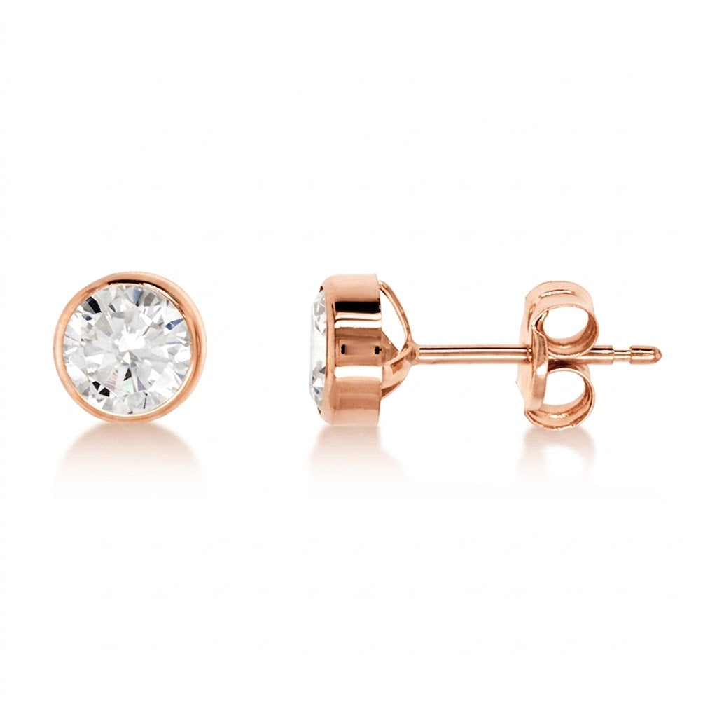9ct rg 5mm roundcz studs