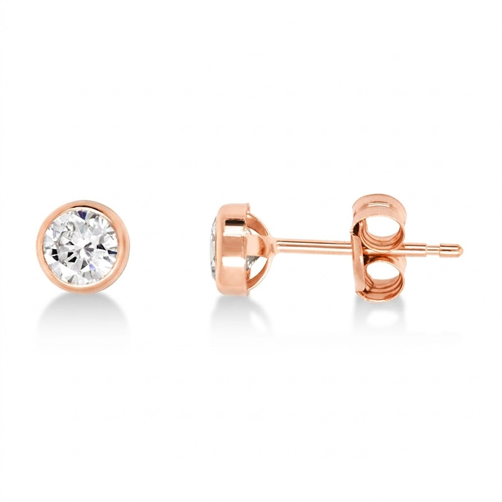 9ct rg 4mm round cz studs