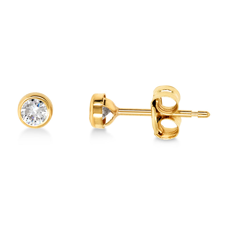 9ct yg 3mm round cz stud