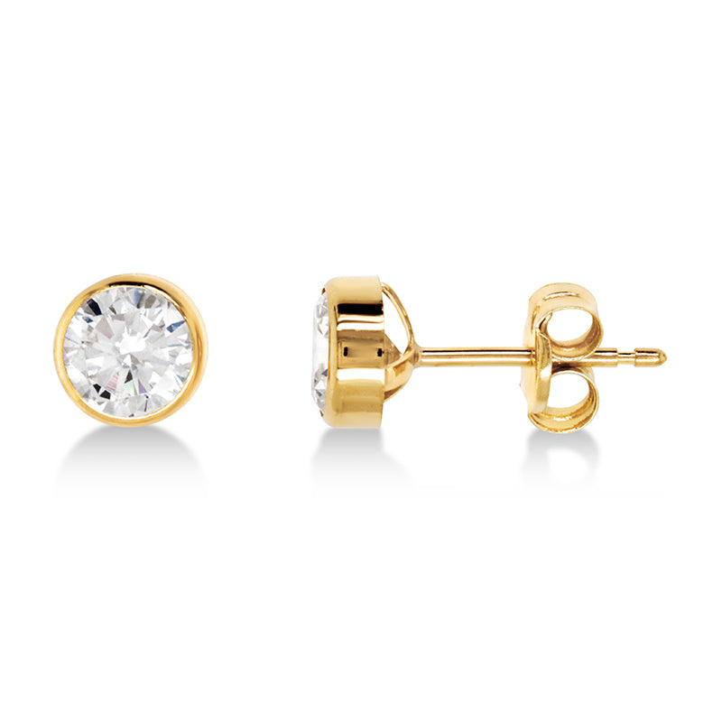 9ct yg 6mm round cz stud
