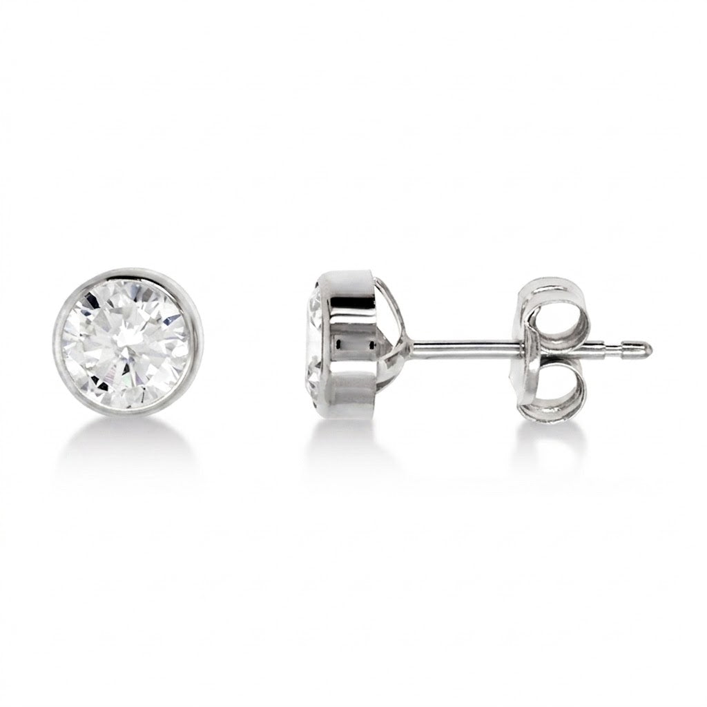 9ct wg 6mm round cz studs
