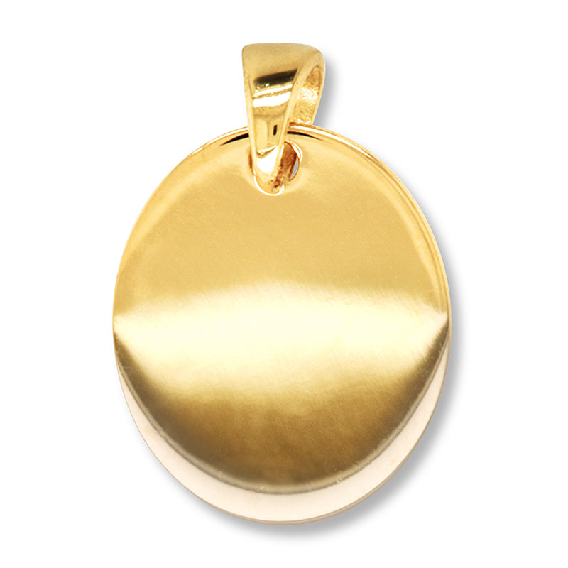 9ct yg plain oval pendant