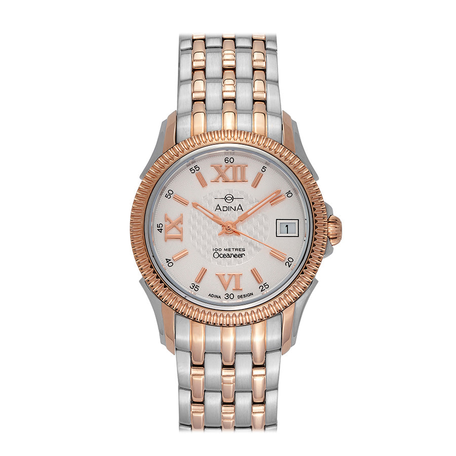 LADIES ADINA OCEANEER 31MM RGP/ST ST WHITE, DATE, FULL FIGURE