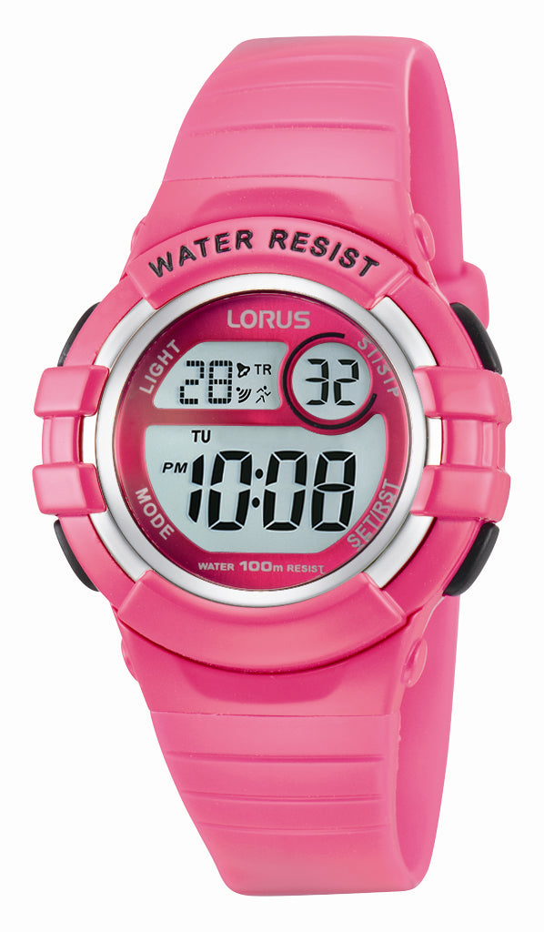 Lorus Pink Sports Digital, 100m Water resistant