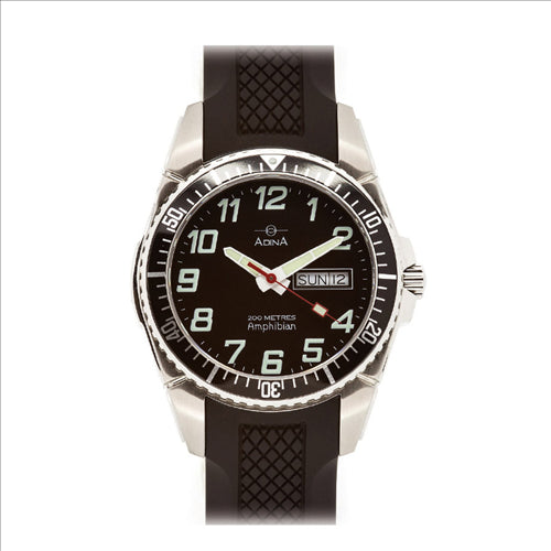 Watch - Adina gents Amphibian 200m Black dial, day, Date