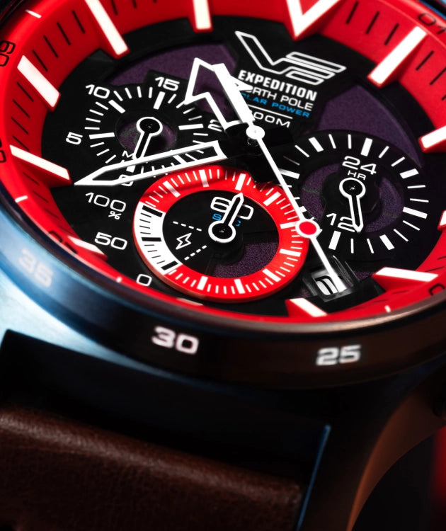 The Expedition North Pole "Polar Sunrise"—a rugged, solar-powered chronograph engineered for ultimate survival and sustainability.