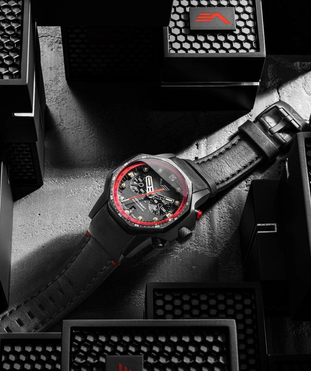 The Atomic Age "Sakharov" edition—a techno-futuristic mecha-quartz chronograph inspired by the greatest minds of the 20th century.