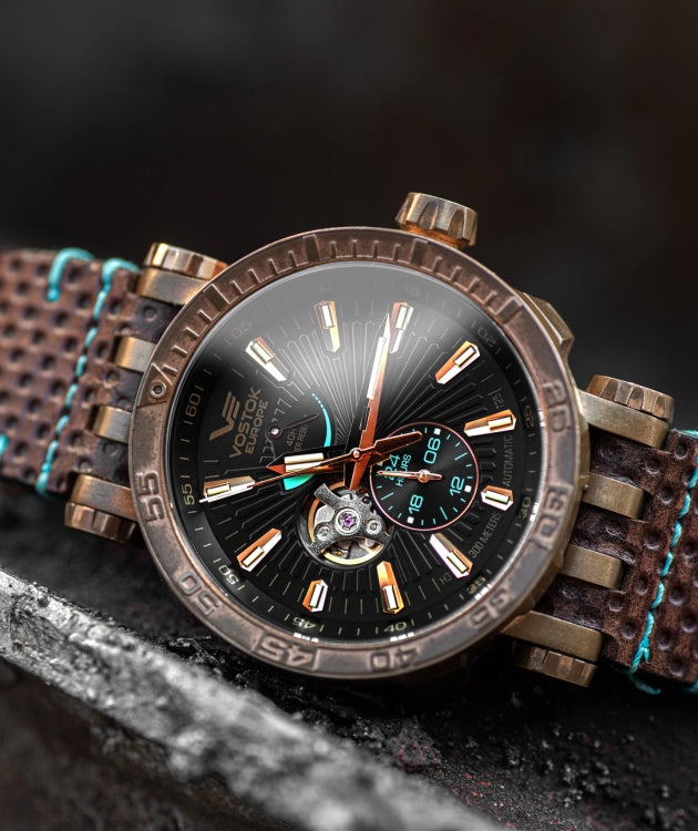 Inspired by the heaviest space launcher ever built, the Energia is a massive, genuine bronze timepiece engineered for extreme depths and uncharted territories.
