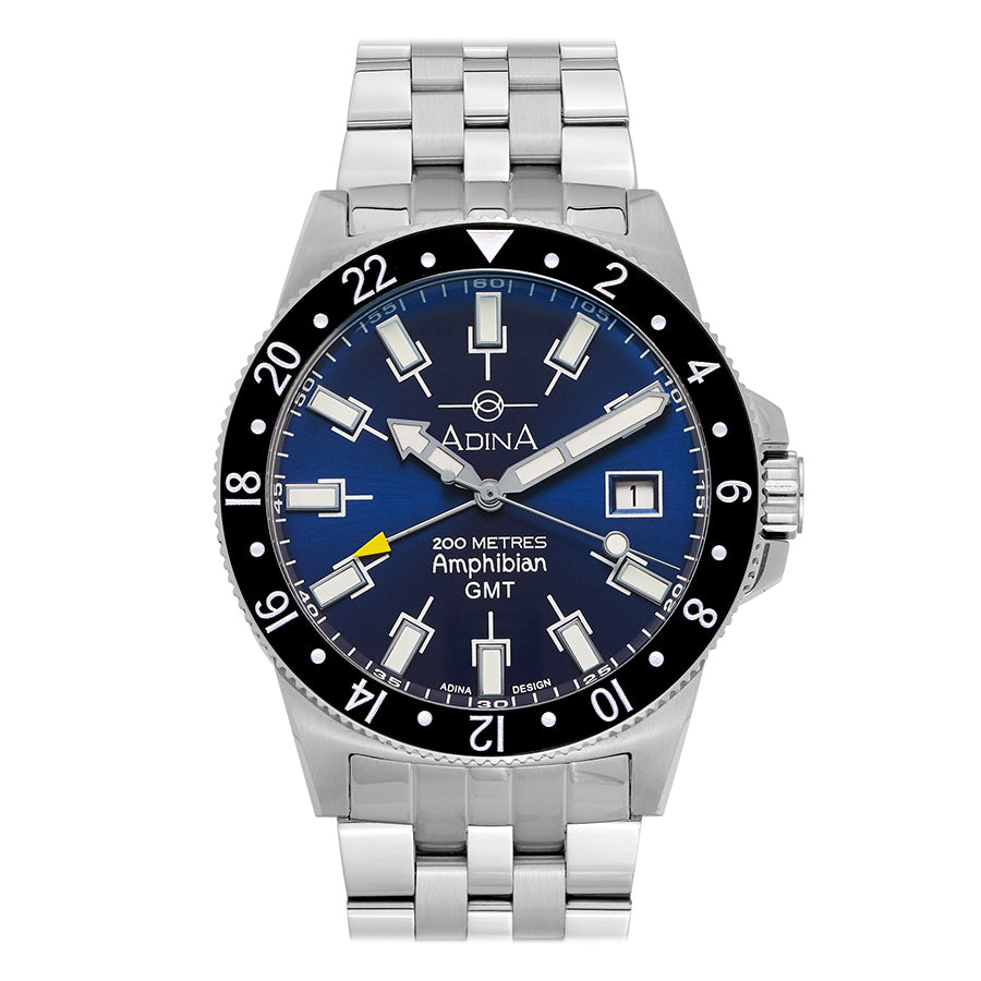 ADINA GENTS AMPHIBIAN 200M GMT BLUE DIAL DATE