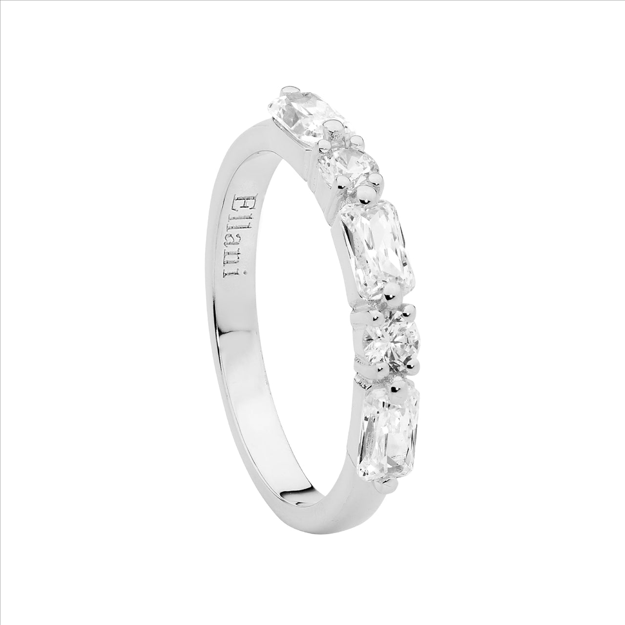 SS WH CZ round & baguette ring
