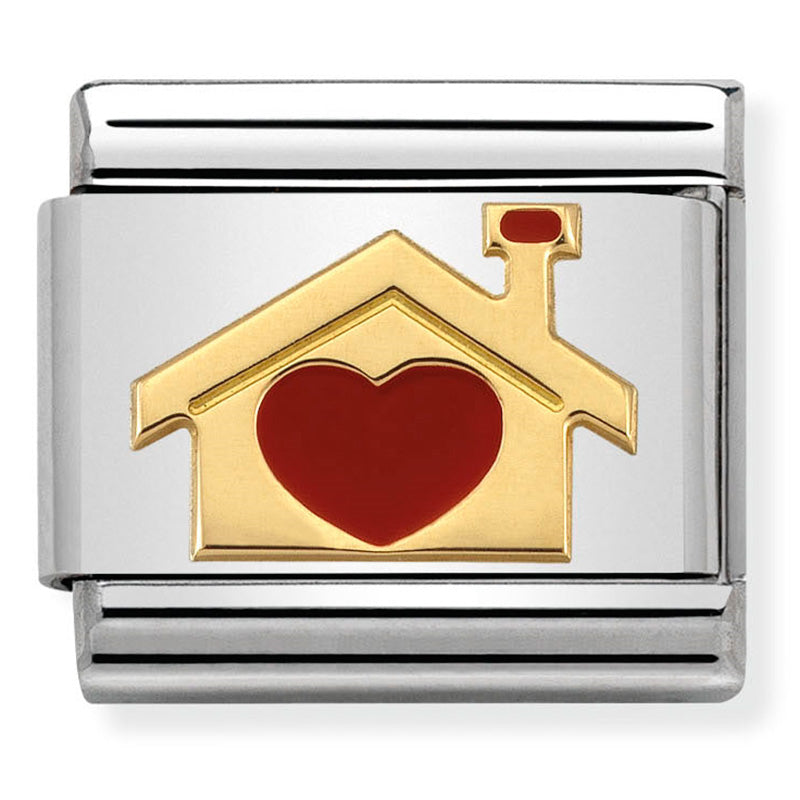 Nomination - classic love 2 st/steel, enamel & 18ct gold (home with heart)