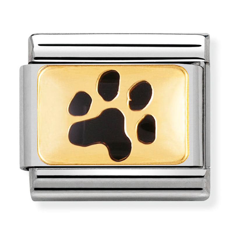 Earth Animals St/Steel, Enamel & 18 Carat Gold (Paw Print)