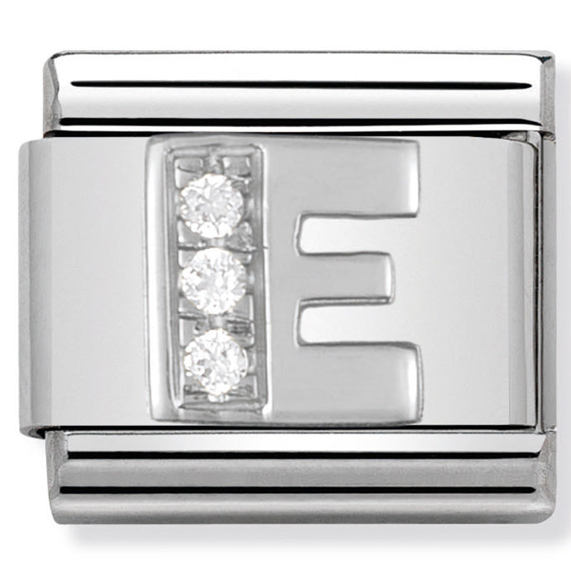 Classic Alphabet St/Steel, Cubic Zirconia & Silver 925 (Letter E)