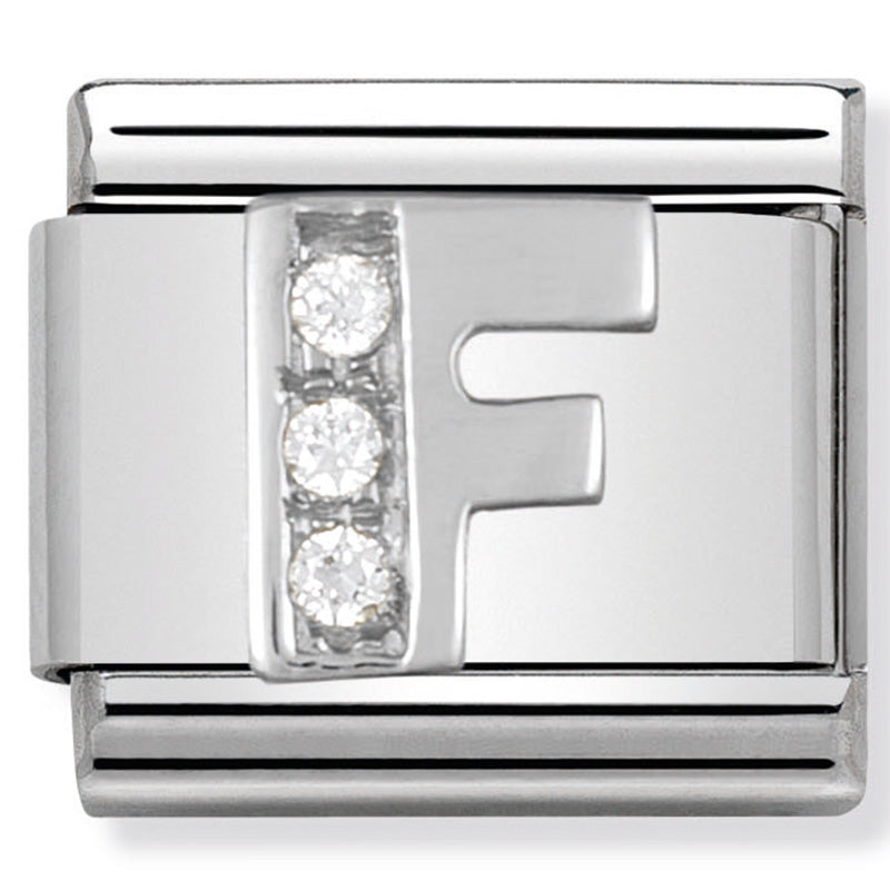 Classic Alphabet St/Steel, Cubic Zirconia & Silver 925 (Letter F)