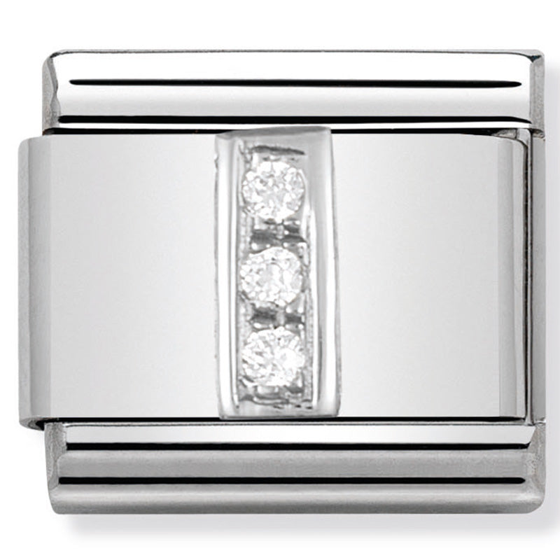 Classic Alphabet St/Steel, Cubic Zirconia & Silver 925 (Letter I)