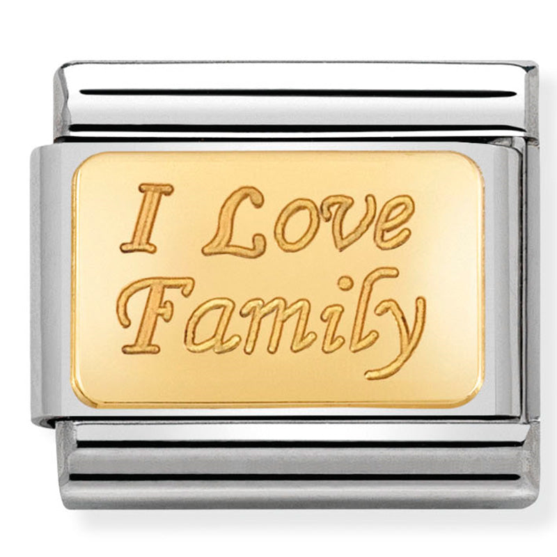 Engraved Signs Stainless Steel & 18 Carat Gold (I Love Family)