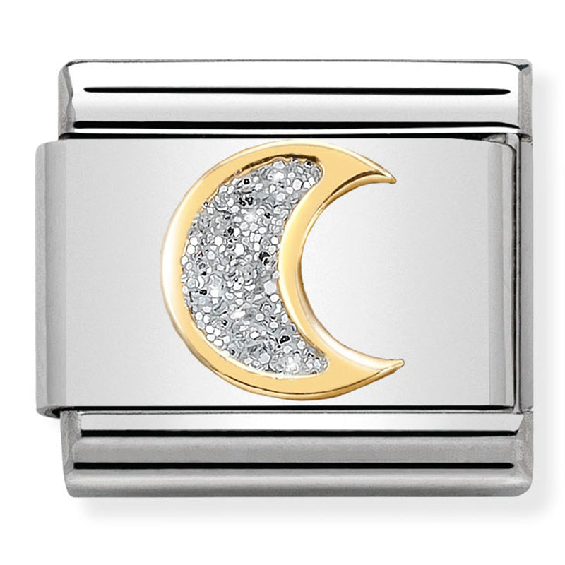 Classic Symbol Glitter In St/Steel, Glitter Enamel & 18 Carat Gold (Glitter Moon)