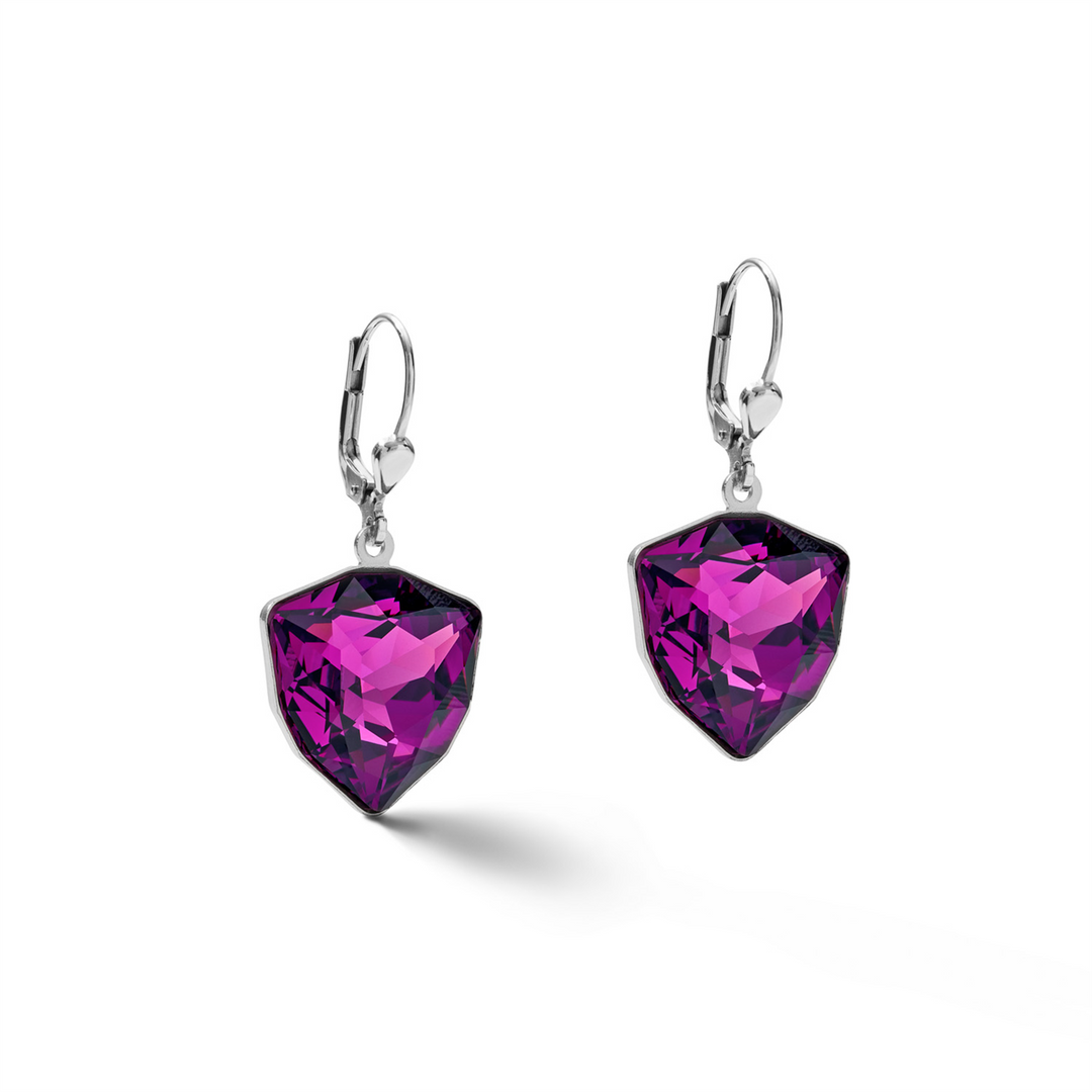 CDL - Purple European Crystal Drop Earrings – Rhodium Plated Sterling Silver