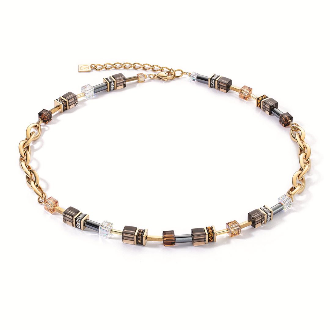 CDL Necklace - Smoky quartz, Swarovski, Rhinestone rondelles, Haematite