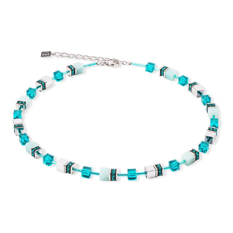 CDL - Amazonite & Crystal Pendant Necklace – Titanium Hematite Stainless Steel