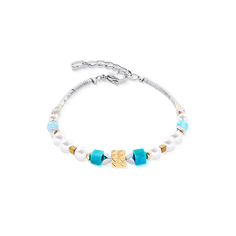 CDL - Turquoise & Amazonite Mini GeoCube Bracelet – Swarovski Crystal Pearls