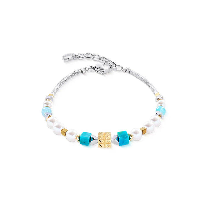 CDL - Turquoise & Amazonite Mini GeoCube Bracelet – Swarovski Crystal Pearls