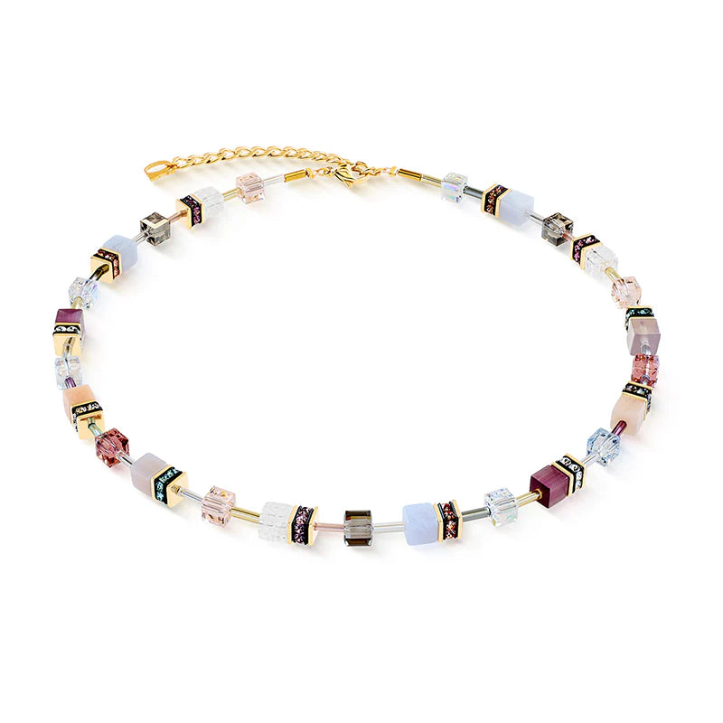 CDL - GeoCube Rose Pastel Gemstone & Swarovski® Crystal Necklace