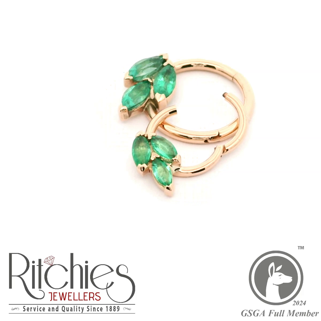 18ct Rose Gold Emerald Earrings