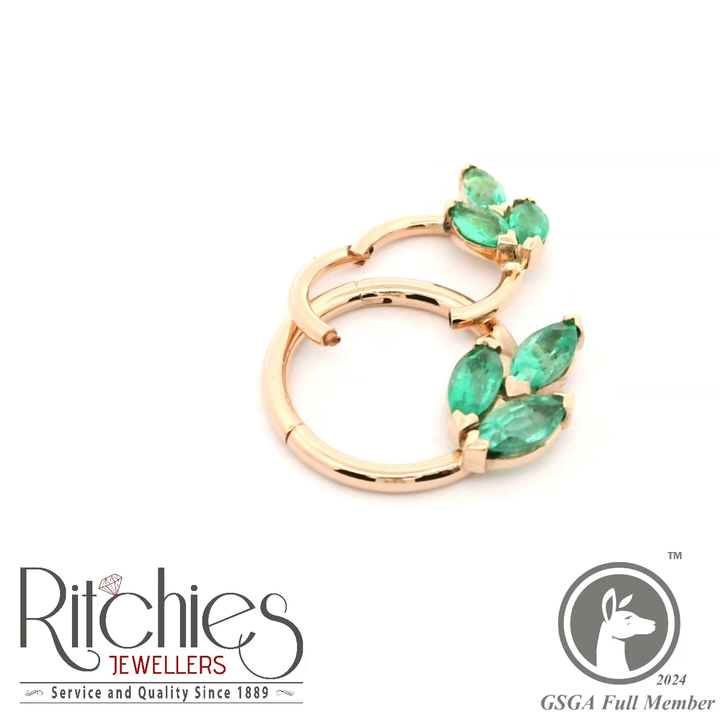 18ct Rose Gold Emerald Earrings