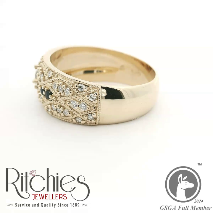 9ct Gold Diamond and Sapphire Ring