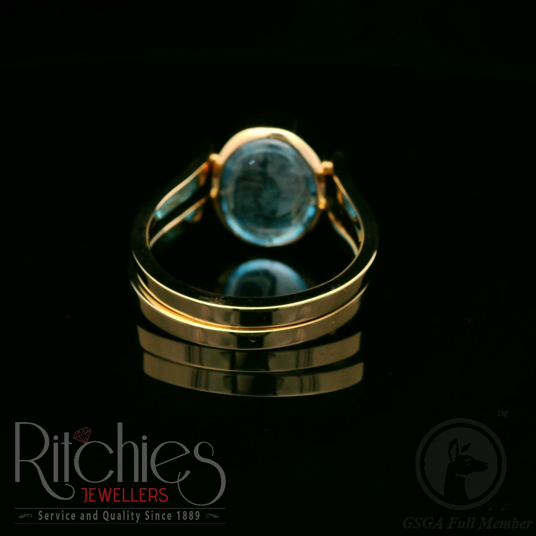 9ct Yellow Gold Garnet/Topaz Reversible Ring