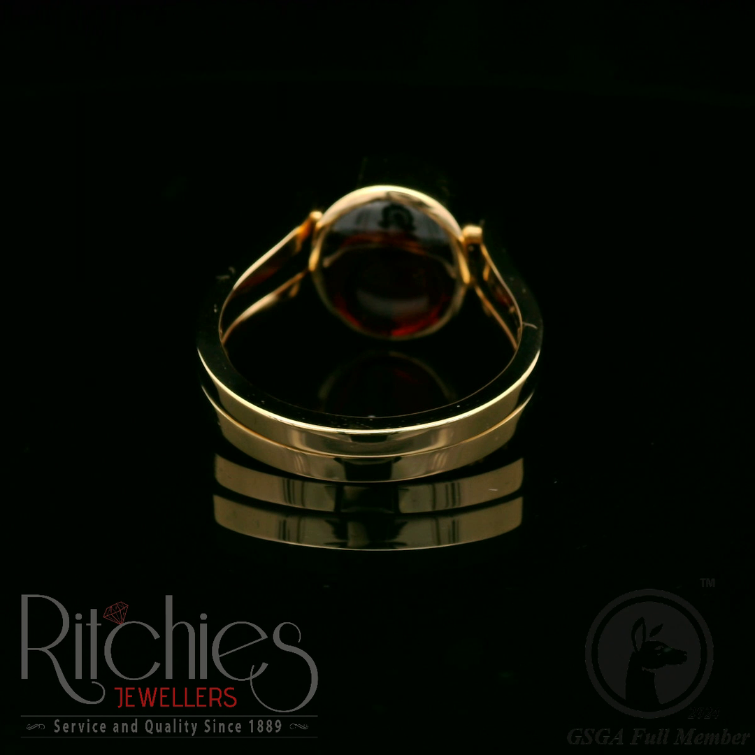 9ct Yellow Gold Garnet/Topaz Reversible Ring