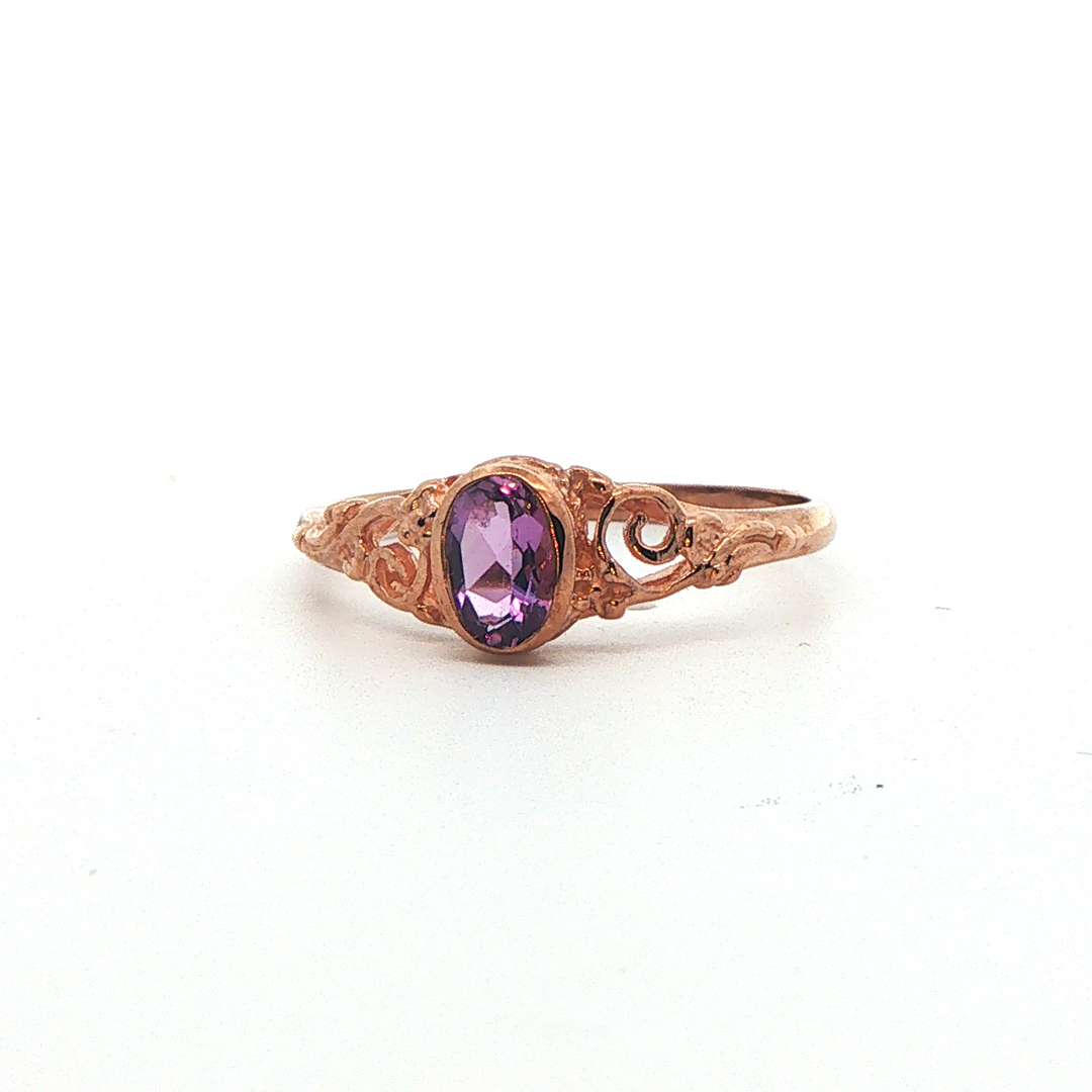 9ct rg vintage style amethyst ring