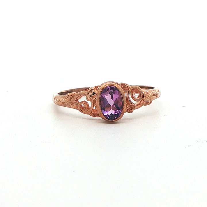 9ct rg vintage style amethyst ring