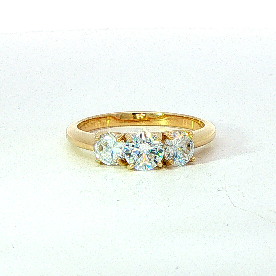 9ct yg cz trilogy ring